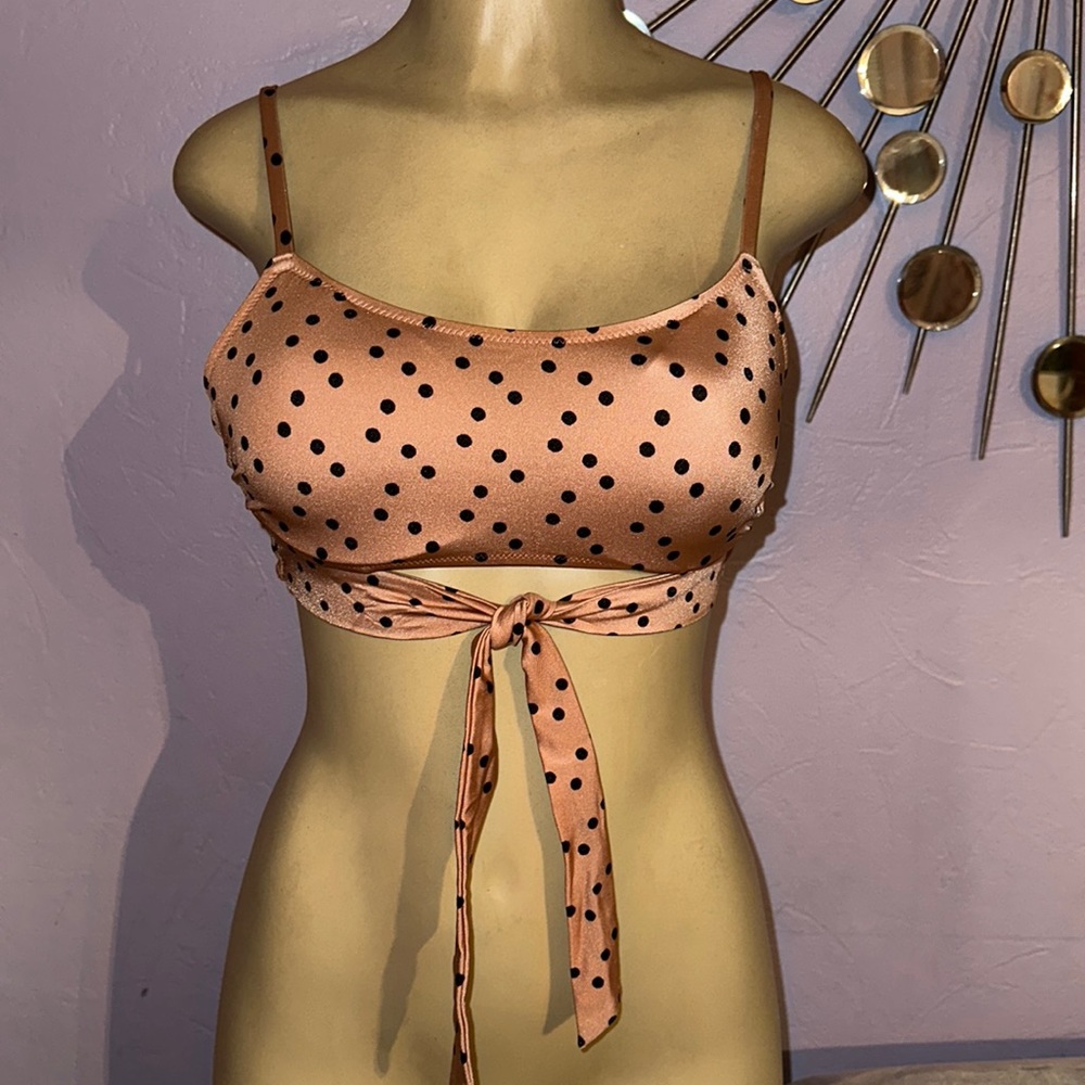Shade & Shore Target Bikini Top Copper with Black Polka Dots Size 34B